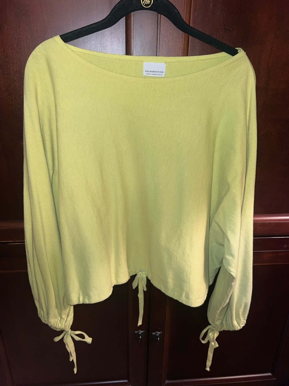 Pacific Cotton Yellow Boatneck Drawstring Sleeve Top